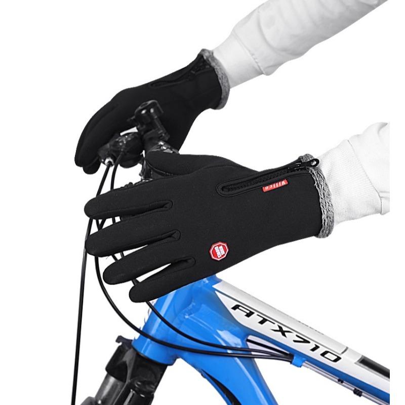 Outdoor windproof winter velvet thickened warm men's and women's sports bicycles cycling skiing touch screen non-slip gloves