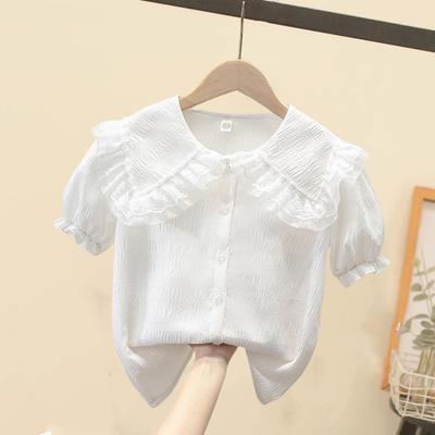 Girls' Short-Sleeve Summer Chiffon Shirt 2024 - White