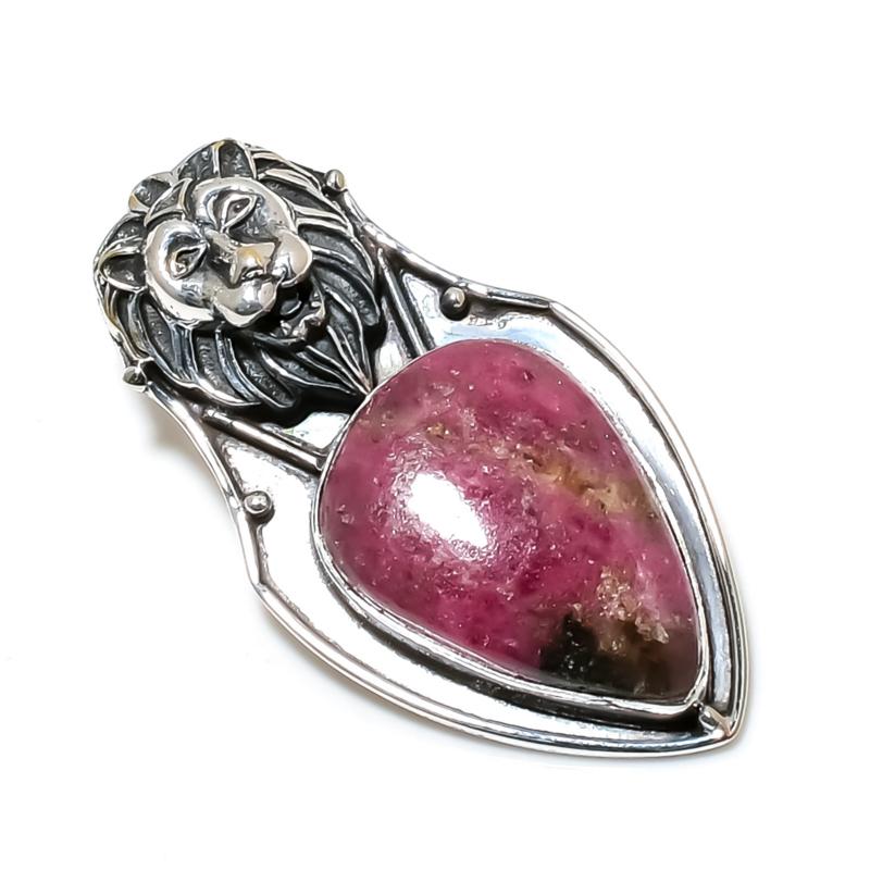 Naturak Rhodonite Gemstone Pendant 925 Sterling Silver- Handmade Design, Everyday Wear Jewelry, Unique Rhodonite Pendant Party Wear Gifts