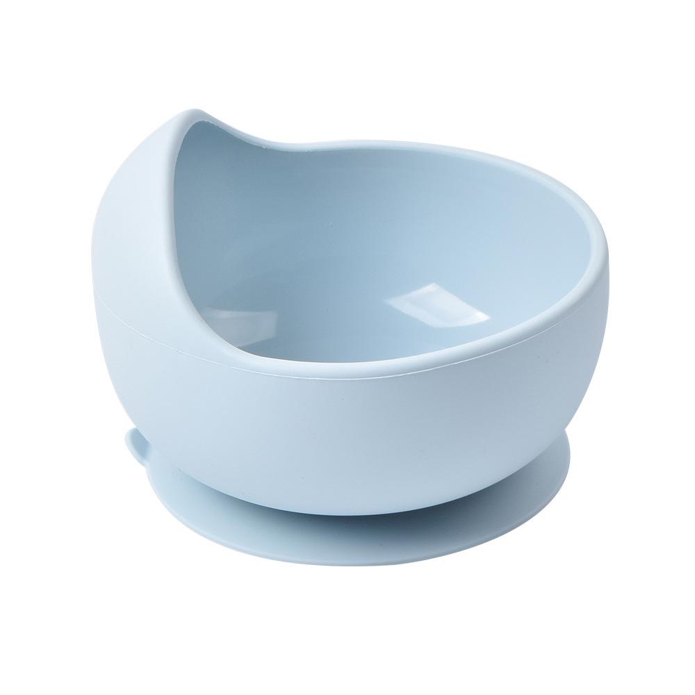 Silicone Baby Bowl & Spoon Set with Wooden Handle and Suction Cup