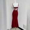 Schwarz Rot Maxi Kleid Frauen Elegante Hot Girl Hohl Schmetterling Retro Hosenträger Ärmelloses Kleid Weibliche Taille Sexy Mädchen Langes Kleid