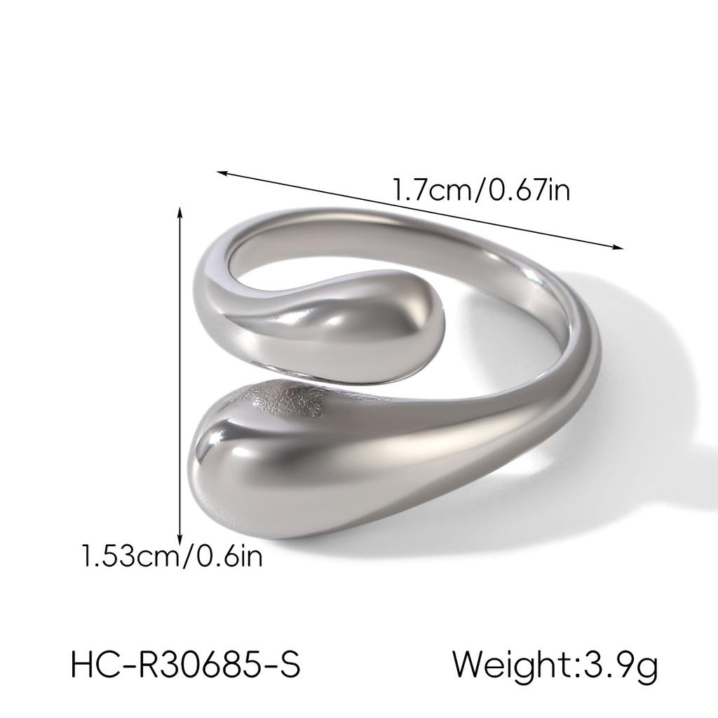 Titanium Steel Ring for Women, Non-fading, Fashionable Jewelry, Niche Versatile Band, Teardrop Stainless Steel Open Ring