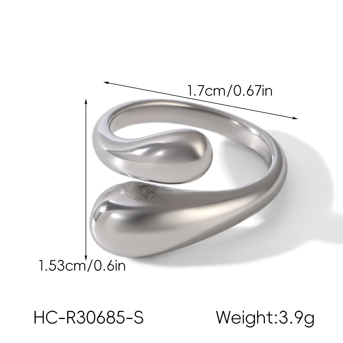 

Titanium steel ring for women, non-fading, fashionable jewelry, niche versatile band, teardrop stainless steel open ring серебряный