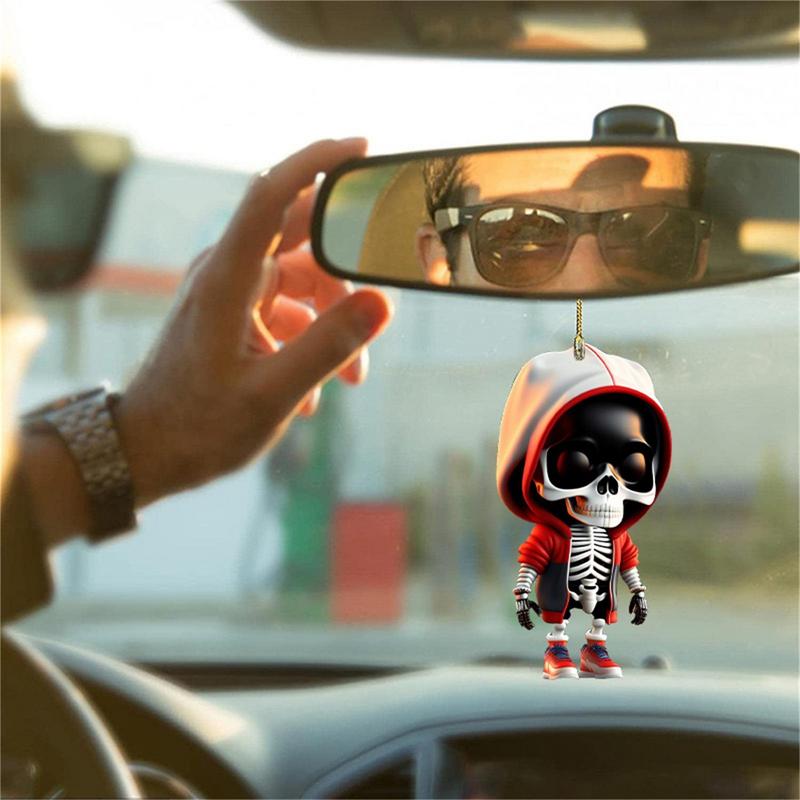 Skeleton Model Car Skeleton Figurine Skull Statue Decorative Rearview Mirror Pendant Accessory Accessories Pendant Decoration