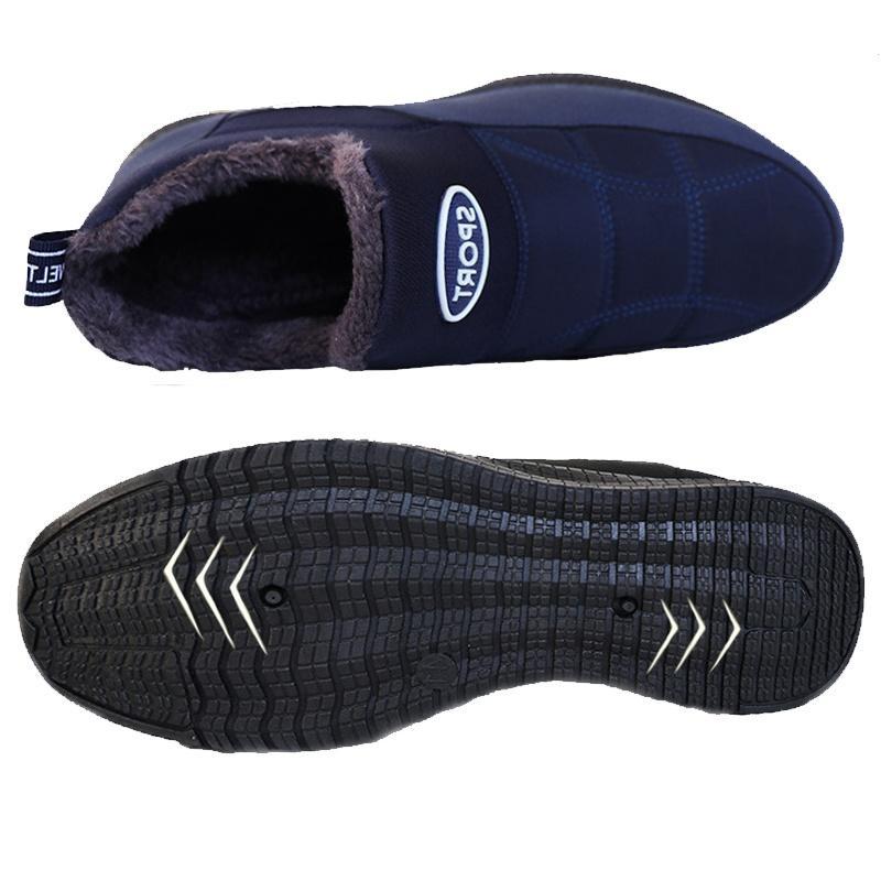 Men's Winter Warm Shoes Wool Cotton Ankle Boots Men's Large Size Non Slip Solid Color Flat Heel Shoes