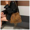 Pu Material Fringe Water Bucket Shoulder Bag With Zipper Pocket For Women