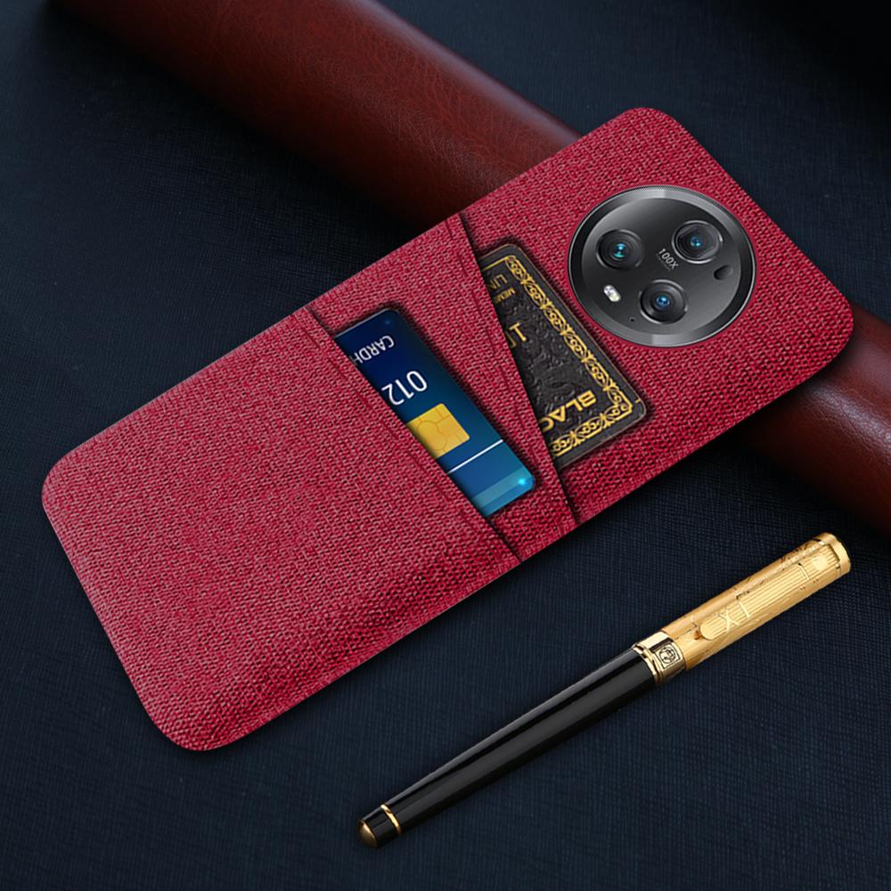 For Honor Magic5 Pro Phone Case Dual Card Slots Cloth Texture PC Phone Cover