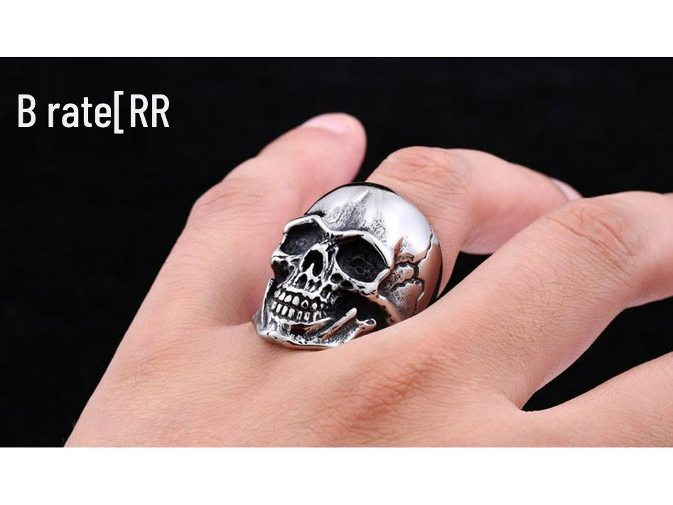 Retro Men's Titanium Skull Ring - Stainless Steel Punk Jewelry
