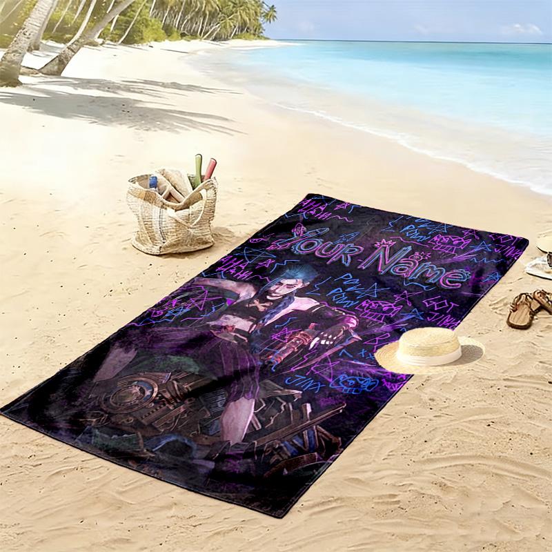 Name Custom Jinx Print Beach Towel, Large Soft Quick Dry Towel for Beach Camping Swimming