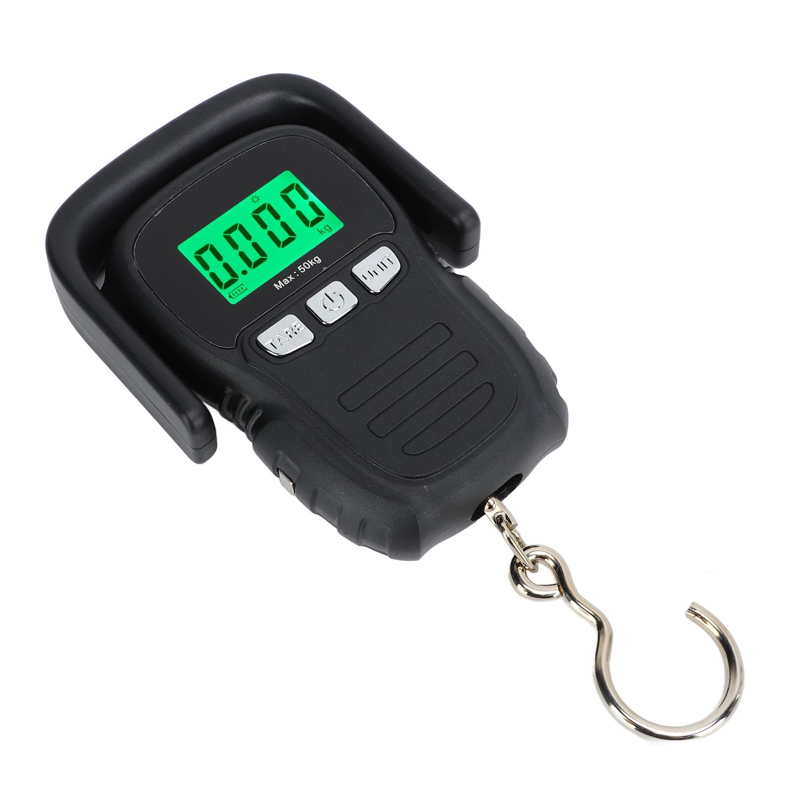 

Digital Hanging Scale 50kg Range Waterproof Stainless Steel Shackle S Hook Plastic Shell Handheld Electronic Crane Scale
