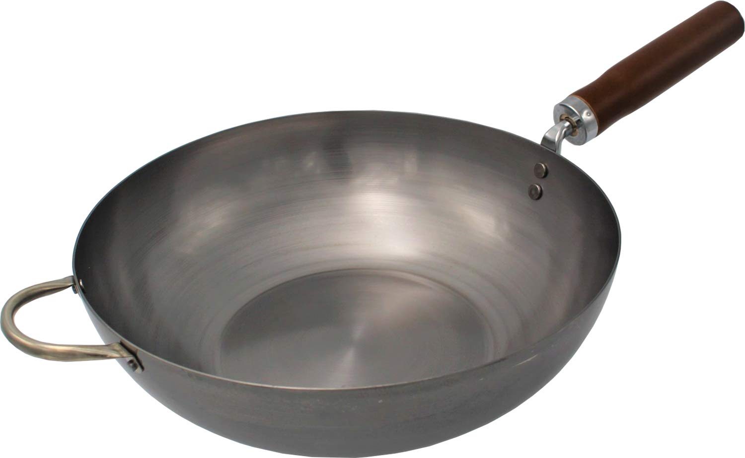 

Fujita Metal Iron Wok with Wooden Made in 020808 One-Handed Handle, 30cm, Japan, Masterpiece, чорний