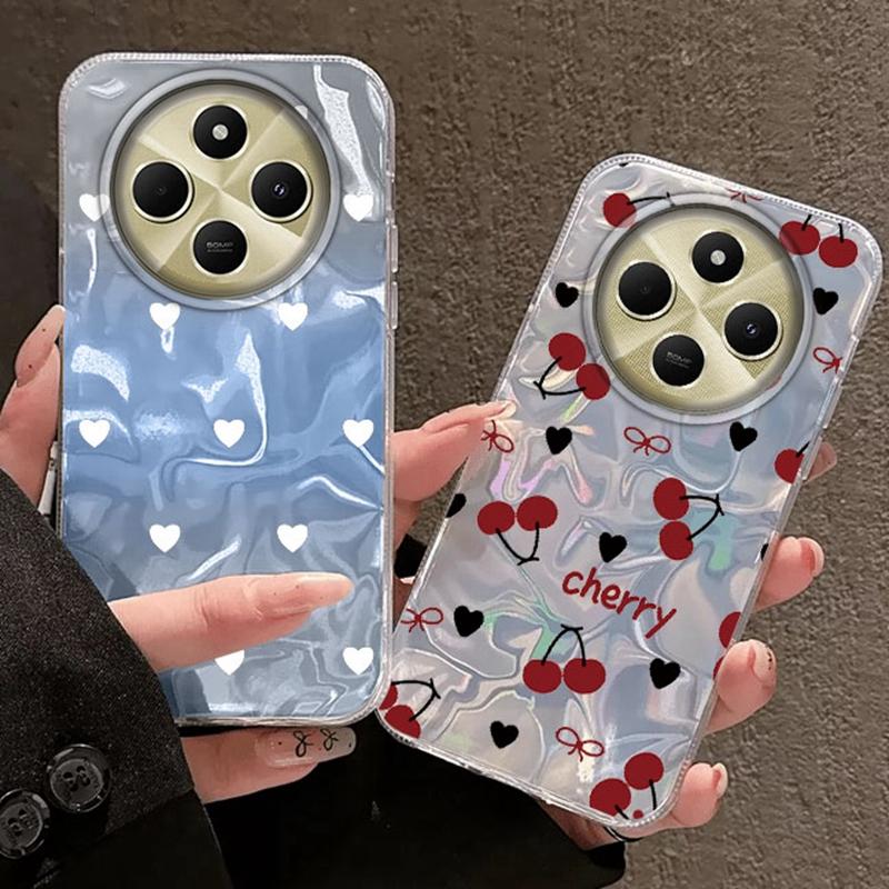 Summer Heart Bow Cherry Girls Water Texture Case For Xiaomi Poco X3pro X5 M6 X6 X3 NFC M5s M6 Pro C75 C61 Fundas Cover