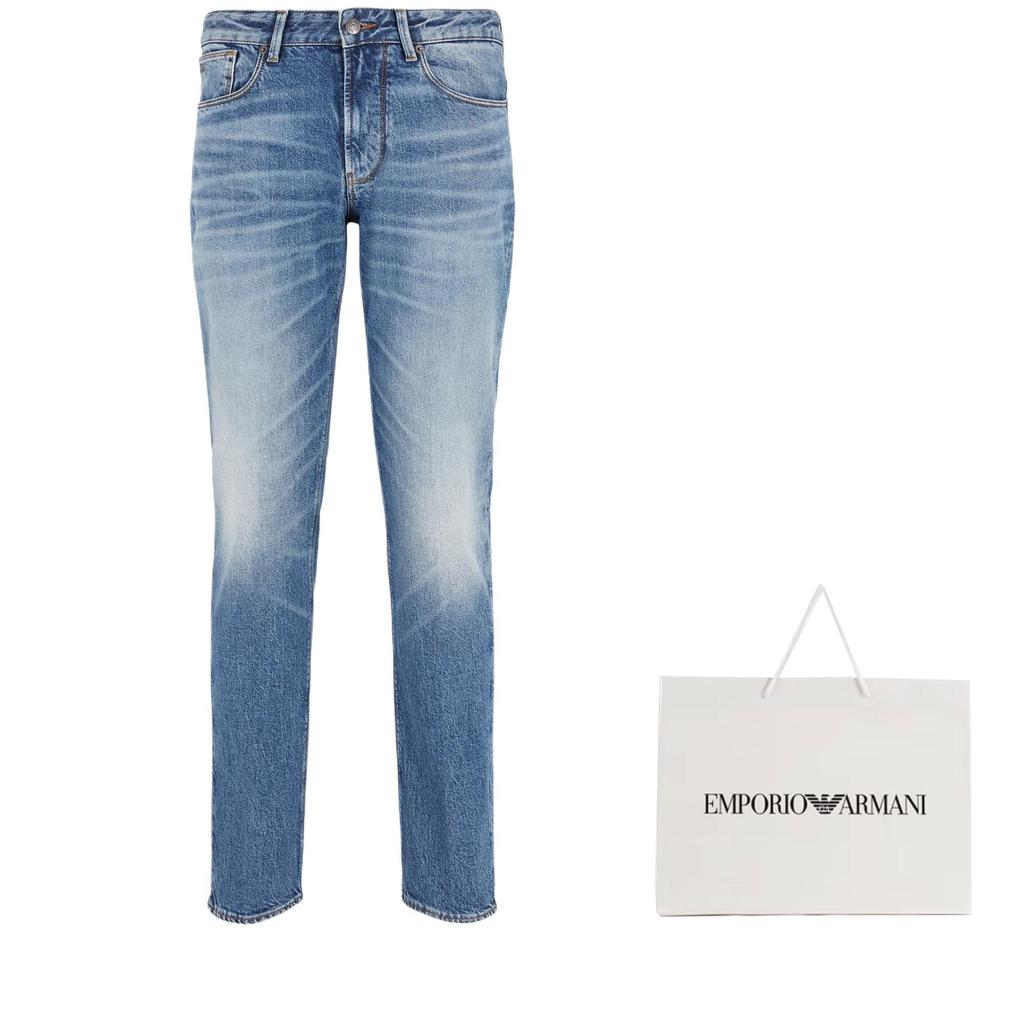 Emporio Armani J06 Slim Fit Jeans In Rinse Wash Stretch Denim With Dirty Effect Treatment 6D1J06-1D97Z-0942