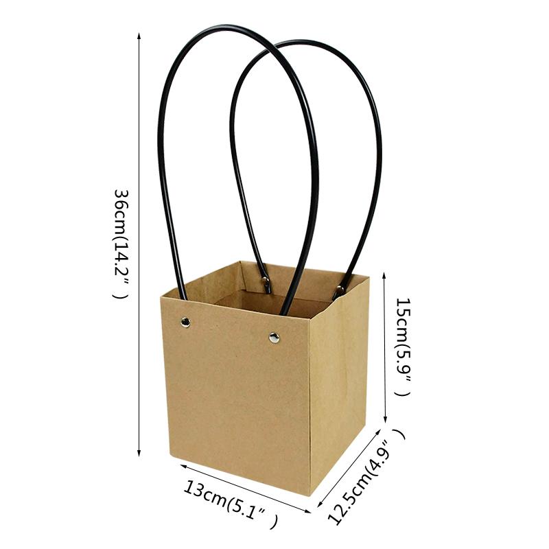 Portable Flower Box Waterproof Paper Handy Gift Bag Kraft Handbag Wedding Rose Party Gift Box Packaging For Candy Cake Birthday