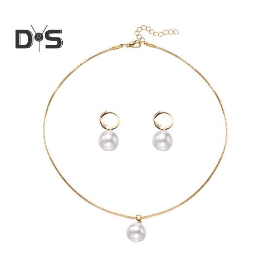 

2 шт./комплект, женский комплект ювелирных изделий, серьги-хаги с искусственным жемчугом, регулируемое ожерелье, официальные выпускные вечерние висячие серьги, женские свадебные украшения золотистый