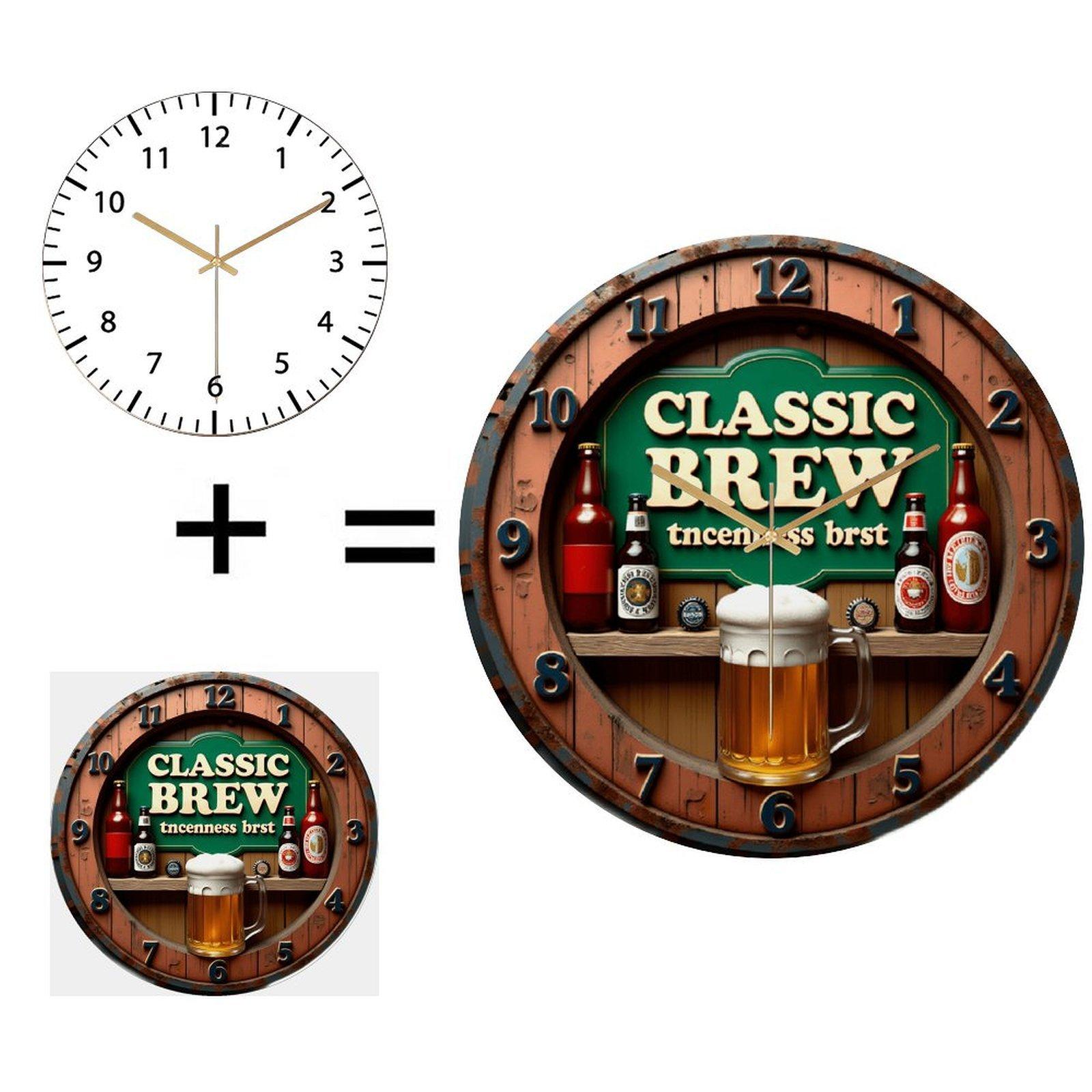 30x30cm Round Glass Wall Clock Manufactured with Attention to Every Detail (White,12 in(30.48cm)) белый