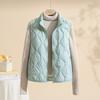 Women's Fall/Winter Solid-Color Cloud-Print Stand-Up Collar Vest: Lightweight, Zippered, Sleeveless Jacket
