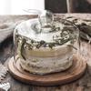 Glass Dome Cake Stand with Wood Tray