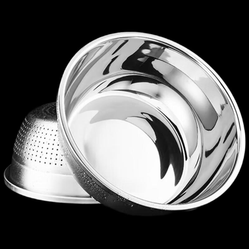 MeiChu 304 Stainless Steel Basin  & Colander 2-Piece Set