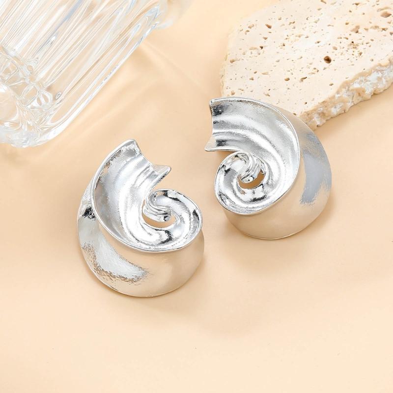 Gold/Silver Clip Earring Unique Spirals Shaped Ear Studs Irregular Geometric Ear Rings Elegant Party Jewelry Accessory