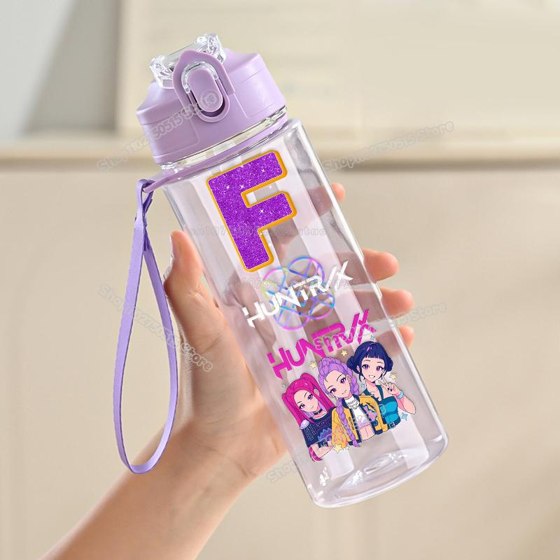 900ml KPop Łowcy Demonów List Butelka na Wodę Rumi Mira Zoey Dziewczęca Szkolna Kubek na Napoje Duża Pojemność Dziecięca Sportowa Outdoorowa Butelka ze Słomką