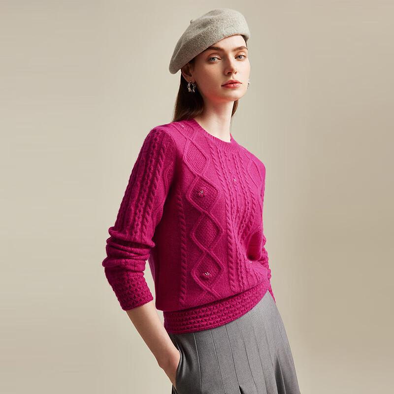 Zhaojun Women's Round Neck Pure Cashmere Sweater