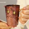 Handcrafted Vintage Copper Coffee Mug,200 ml Unique Art Texture Breakfast Cup,Friends and Colleagues' Gifts Tea Cup Tableware
