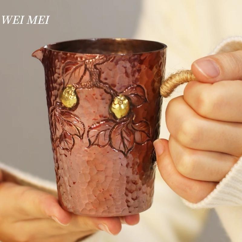 Handcrafted Vintage Copper Coffee Mug,200 ml Unique Art Texture Breakfast Cup,Friends and Colleagues' Gifts Tea Cup Tableware
