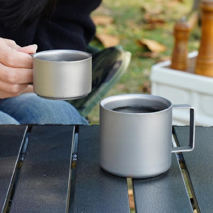 100ml Double Wall Coffee Cup Portable Outdoor Water Cup with Fixed Handle Camping Mug For Hiking Camping Drinkware