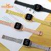 Electronic LED Display Watch: Battery Operated, Touchscreen, Square Steel Band - Perfect for Men, Women, and Students