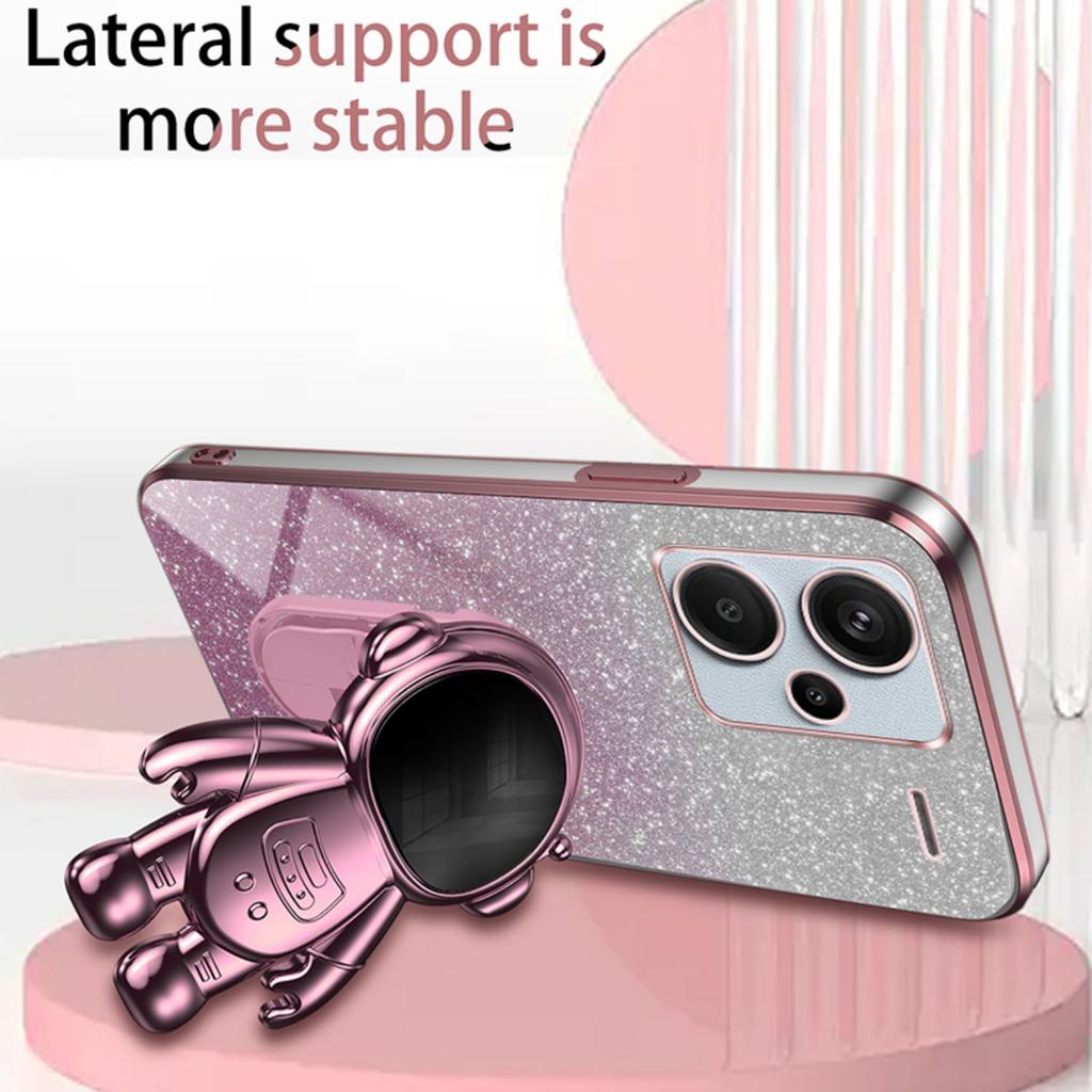 For Xiaomi Redmi Note 13 Pro+ 5G Phone Case Astronaut Kickstand Anti-shock Electroplated Cover