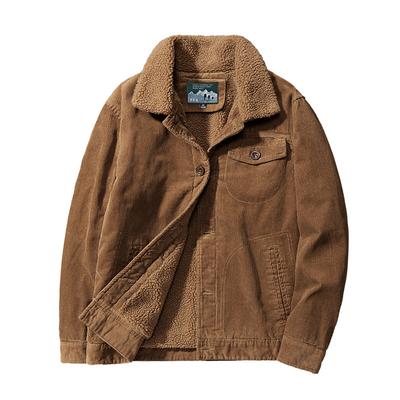 Men's New Winter Velvet Thickened Sherpa Short Jacket Men's Corduroy Casual Cotton Coat Men's Trendy
