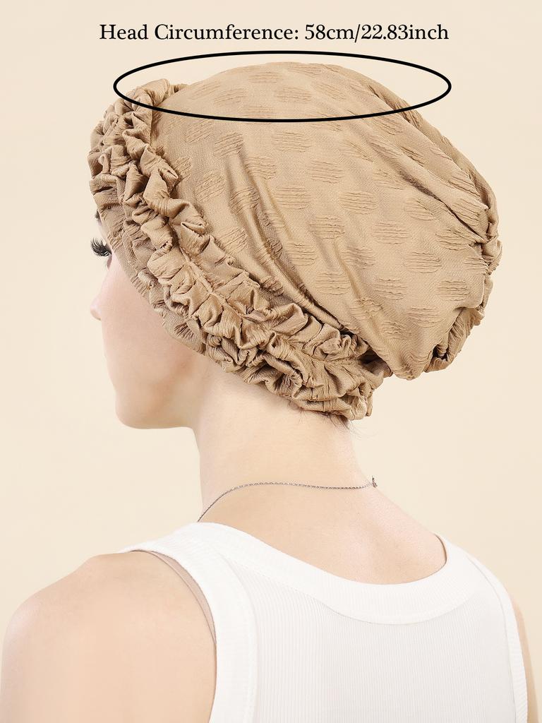 Crossed Forehead Flowers Turban Cap Solid Color Women Hijabs Islamic Chemo Cap Head Scarf Ladies Head Wrap Cover Hijab Scarf