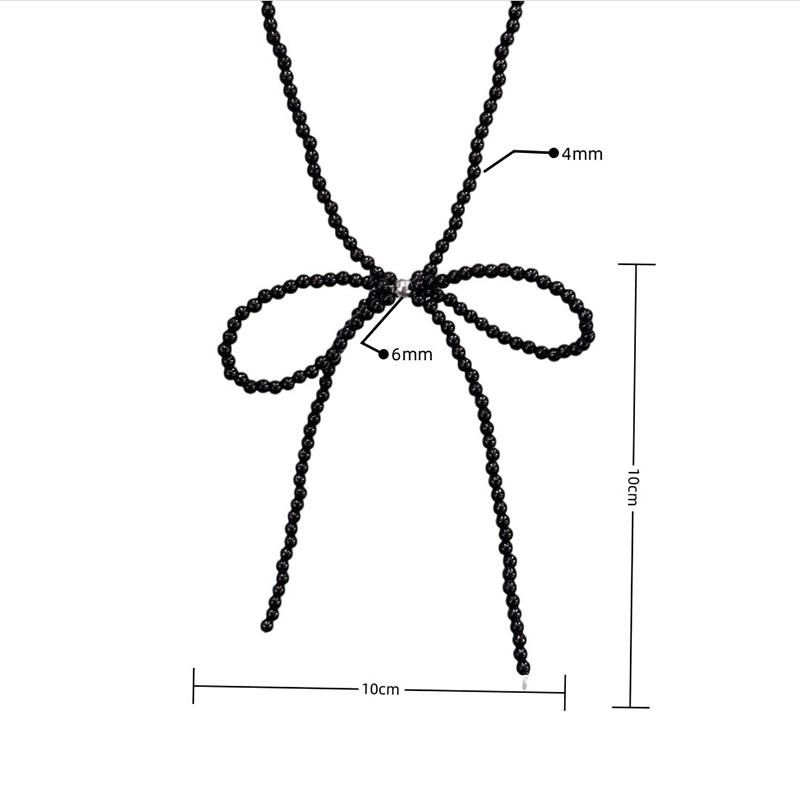 New Sweet Elegant Pearl Bow Necklace for Women Long Tassel Pendant Necklace for Women Black White Pearl Simple Jewelry Gift