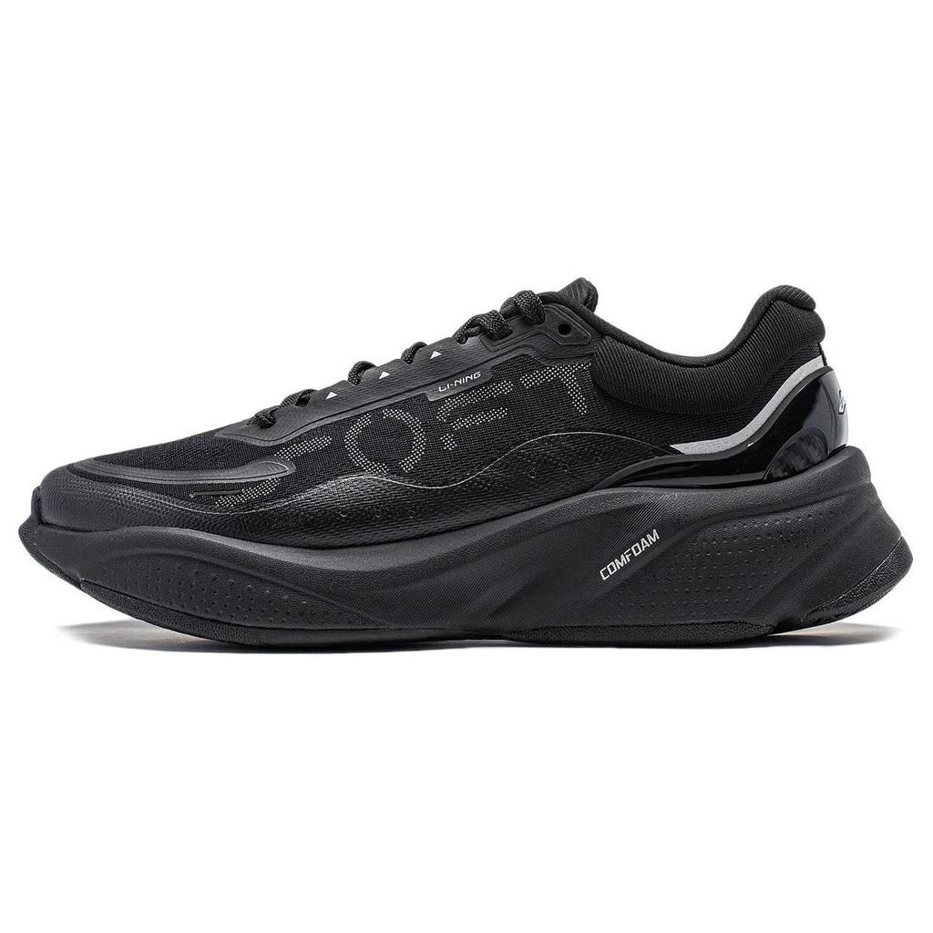 Li Ning Soft Resilient Breathable Thick Sole Height Increasing Shock Absorbing Durable Lightweight Low Top Casual Shoes Women Sneakers Black AGLU010-1