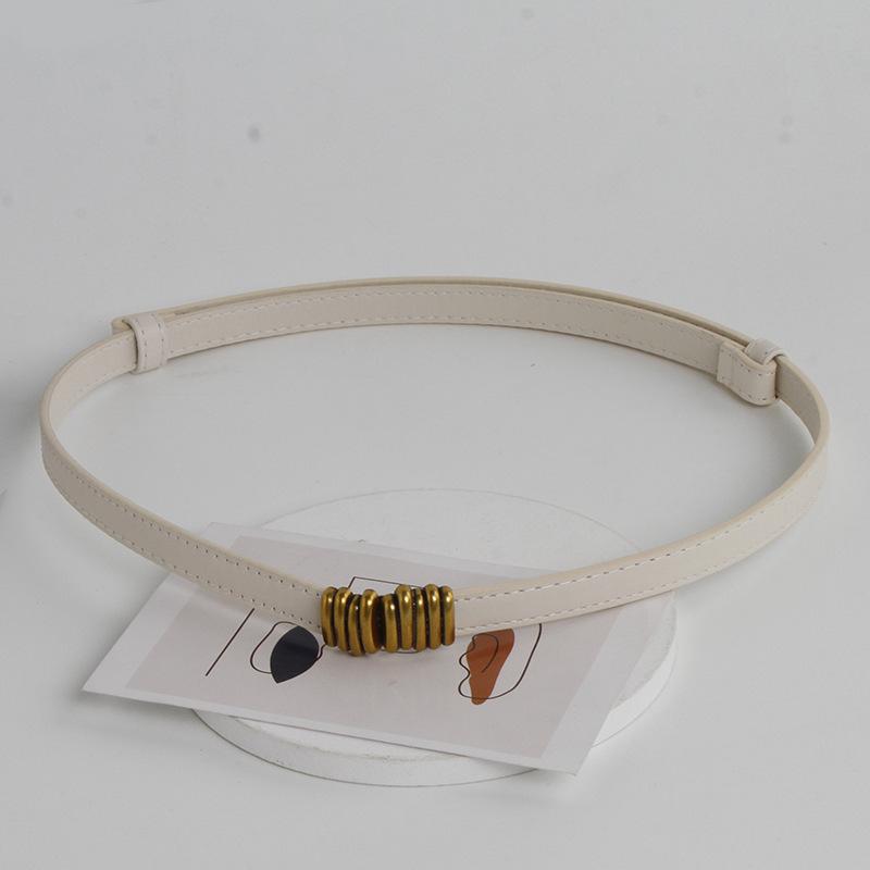 PU Leather Thin Retro Belts Gold Buckle Adjustable Women Belts Fashion Wild Skinny Waistbands Dress Jeans Pants Decorative Strap