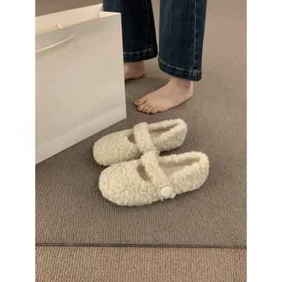 Doux vent féerique tête ronde avec chaussures moelleuses pour femme automne et hiver chaussures chaudes en coton haricot à fond plat pour femmes enceintes