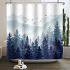 Misty Forest Shower Curtain for Bathroom Nature Mountain Tree Fog Woodland Waterproof Fabric Bathtub Shower Curtain Home Decor