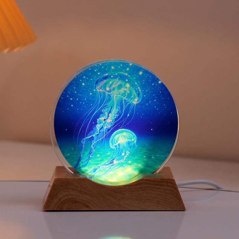 Crystal Disc Luminous Night Lamp Bedside Lamp Ambient Desk Lamp Creative Gift Desktop Decoration Ornament