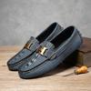 Large Size Handmade Beanie Shoes Men's Daily Lazy Driving Shoes British Casual Leather Shoes Versatile Loafers Men
