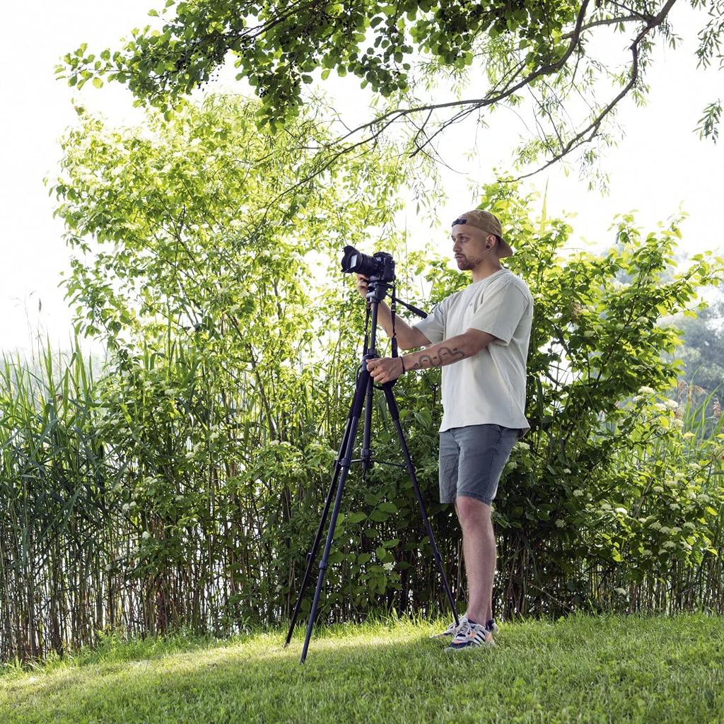 Hama Action 170 3D Camera Height Photography Tripod with Phone and Tablet and Bag for SLR Black Tripod, 62-170cm, Holder, 3-Way Head, Cameras,