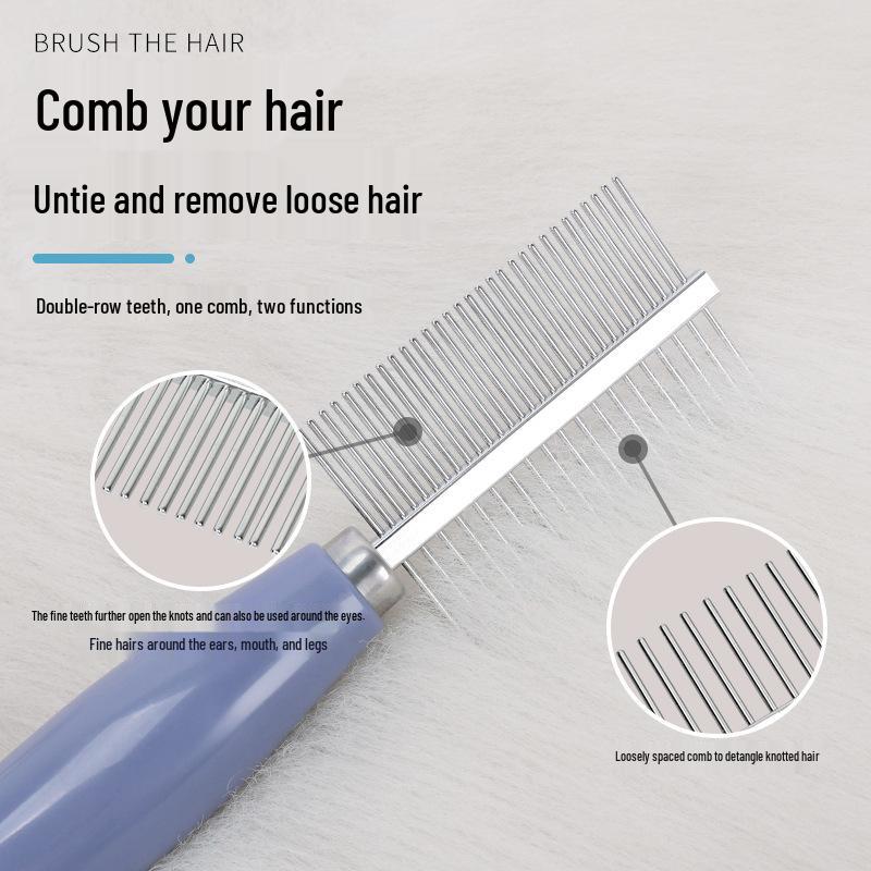 Double-Sided Pet Grooming Comb for Cats & Dogs - Undercoat Deshedding Tool