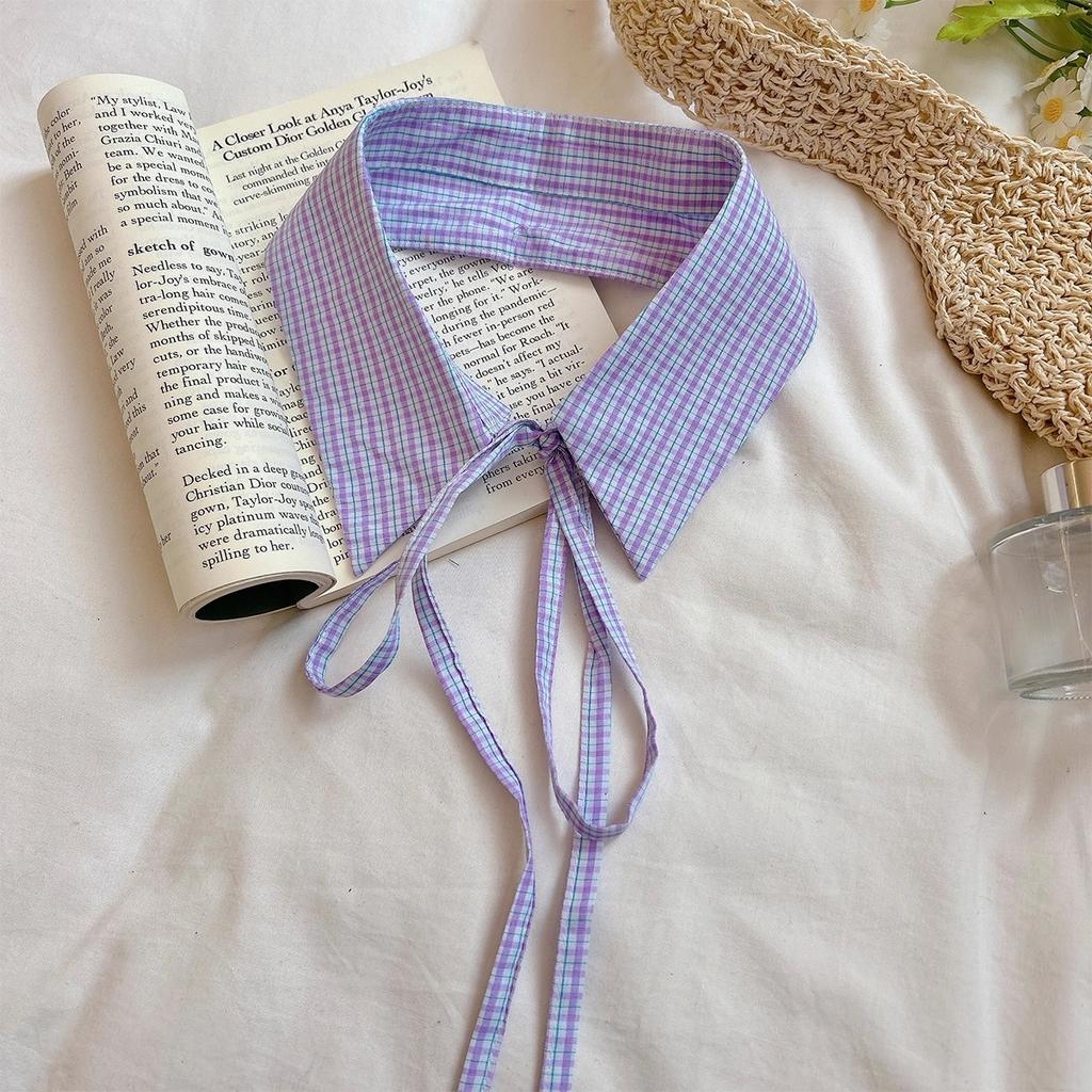 Plaid Fake Collar Women Detachable Collars For Women False Collar Lolita Lapel Tie Shawl Wrap Decoration