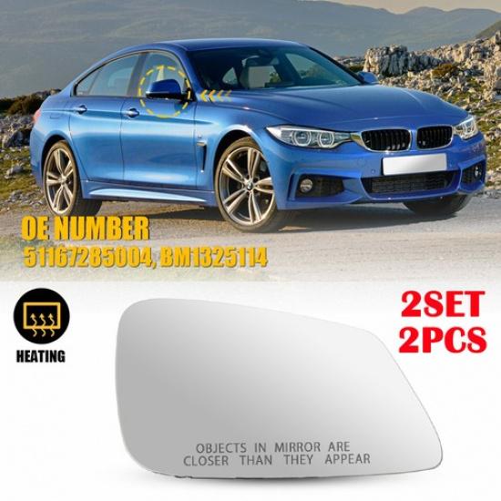 2PCS Mirror Glass Heated RH Passenger For BMW 320i 328d 328i 428i 440i BM1324114