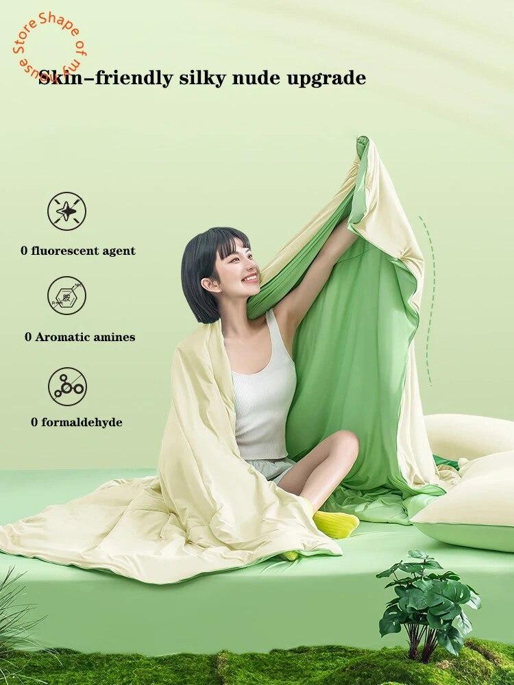 Cool Fabric Breathable Summer Queen Quilt Children Adult Ice Silk Quilt Cotton Quilt Core Fruit Color Blanket Comforter Colcha