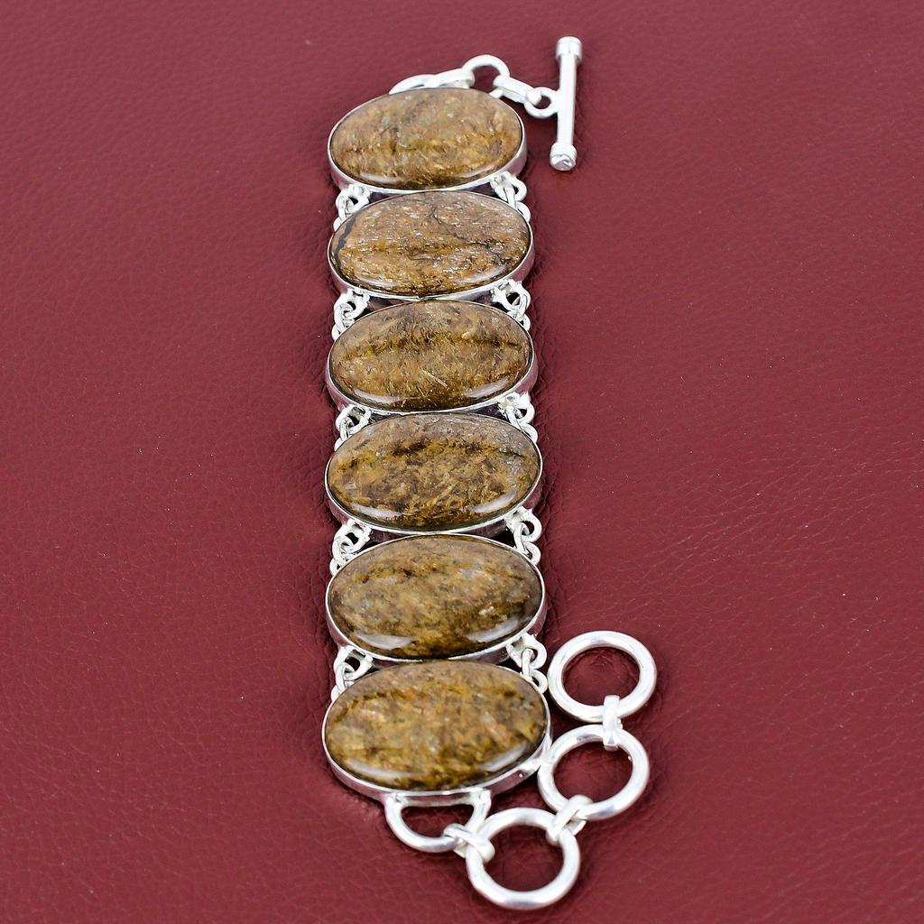 Bronzite Bracelet 925 Sterling Silver Bracelet Handmade Elegant Jewelry Adjustable Chain Bracelet Natural Gemstone Bracelet Engagement Gifts