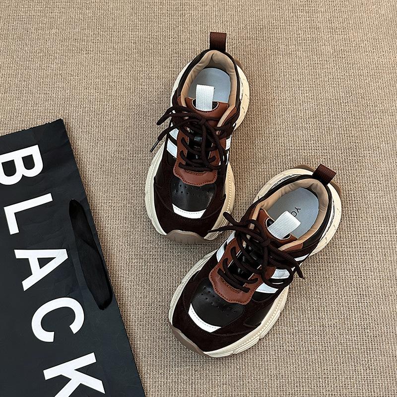 Fashion versatile retro color matching splicing sports dad shoes women's 2025 autumn and winter new casual shoes running shoes trendy shoes