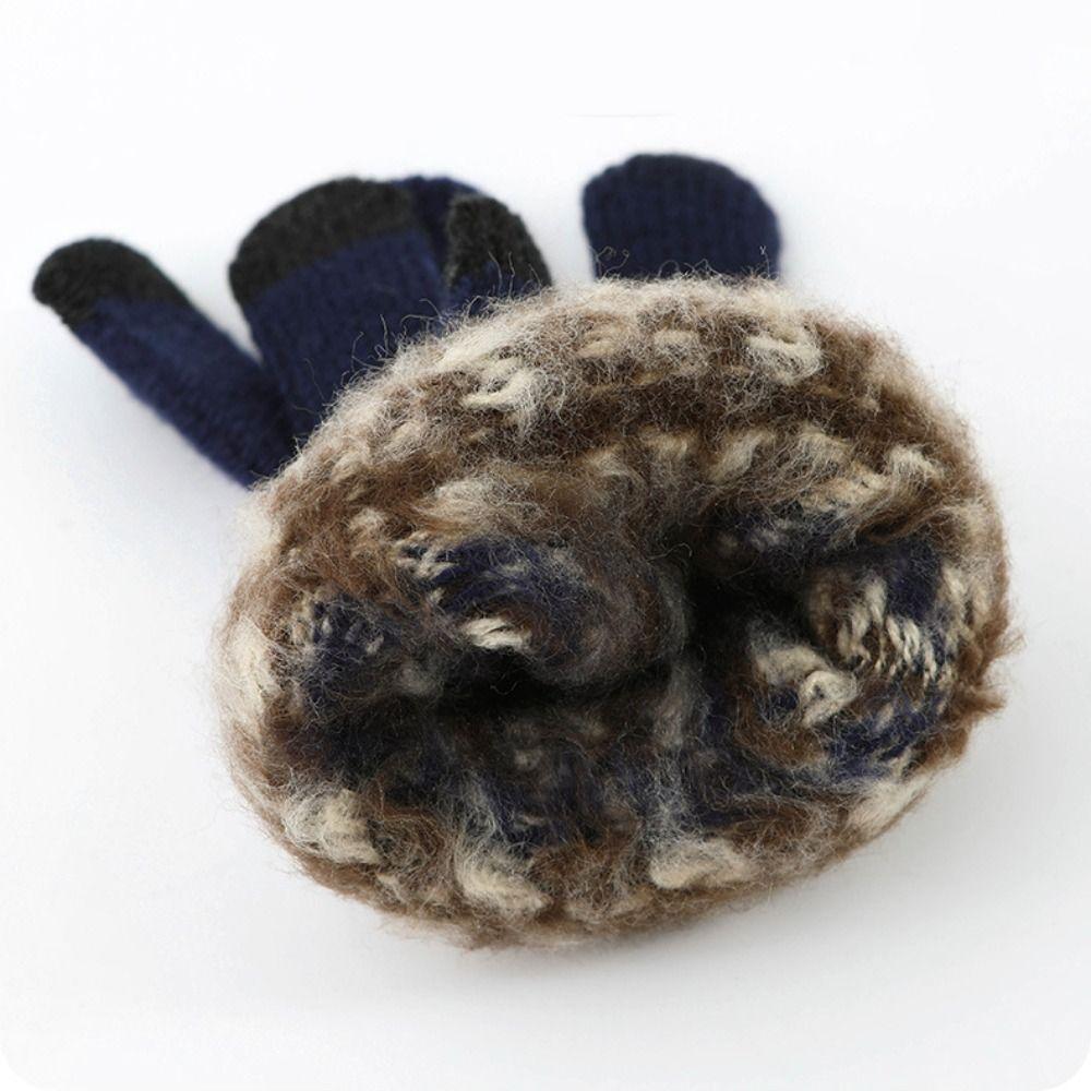 Thick Ethnic Style Gloves Driving Gloves Men Wool Mittens Warm Knitted Gloves Outdoor
