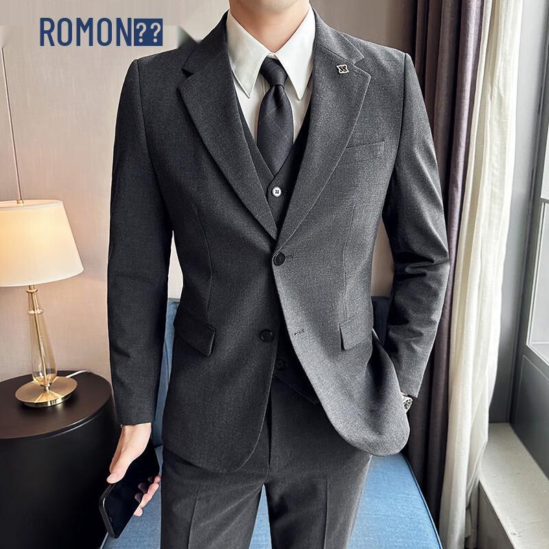 ROMON Men s Slim Fit 3-Piece Business Suit Set 5XL