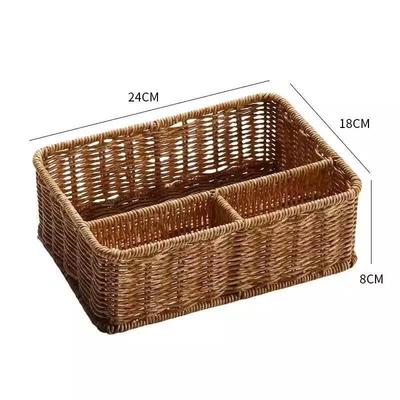 Holzkorb zur Aufbewahrung mit Rattan-Optik